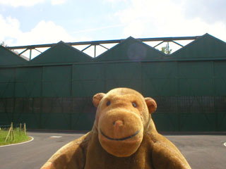 Mr Monkey outside the Grahame-White aircraft factory