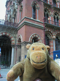 Mr Monkey outside St Pancras Chambers