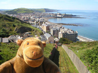 Mr Monkey looking down on Aberystwyth from Constitution Hill