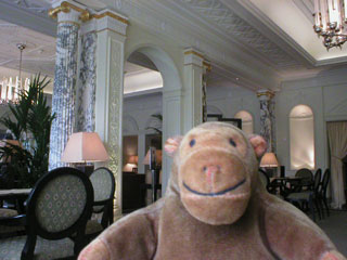 Mr Monkey relaxing in the hotel foyer