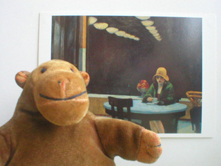 Mr Monkey in front of Hopper's Automat