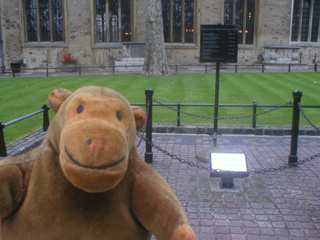 Mr Monkey at the site of the scaffold