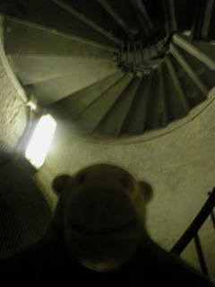 Mr Monkey scampering up inside the Monument