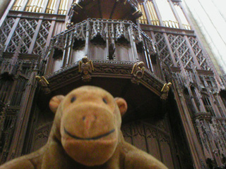 Mr Monkey beneath the organ loft