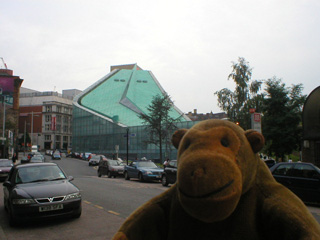 Mr Monkey looking Urbis from Victoria Station