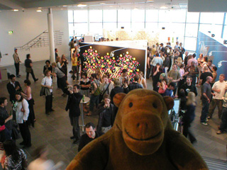 Mr Monkey looking down at the launch party