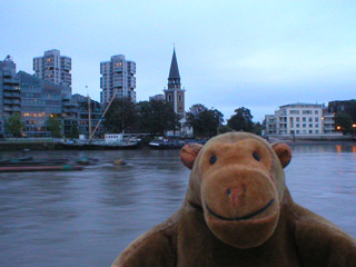 Mr Monkey passing St Mary's, Battersea
