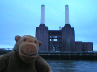 Mr Monkey looking at Battersea power station