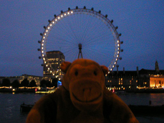 Mr Monkey across the river from the London Eye