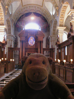 Mr Monkey in the nave of St. Brides
