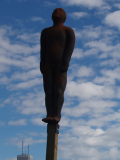 Close up of the child-bear on the pole statue