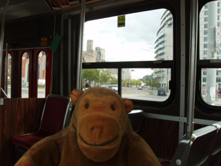 Mr Monkey aboard a streetcar