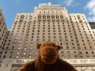 Mr Monkey outside the Fairmont Royal York hotel