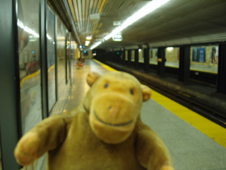Mr Monkey on a subway station platform