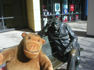 Mr Monkey with a bronze Glenn Gould