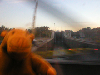 Mr Monkey going over a bumpy bit of track crossing the Welland Canal