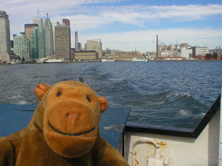 Mr Monkey looking off the back of the ferry