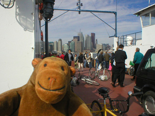 Mr Monkey looking at the other passengers on the ferry