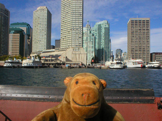 Mr Monkey approaching the Toronto Ferry Terminal