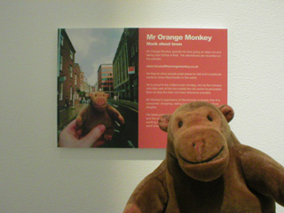 Mr Monkey in front of a picture of himself