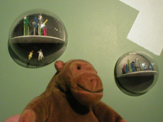 Mr Monkey examining clear domes on the side of the Stack