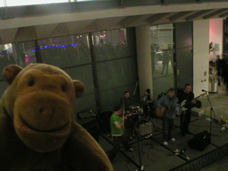 Mr Monkey looking down on the band