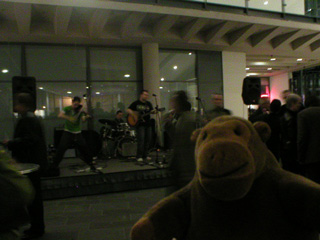 Mr Monkey watching a band play