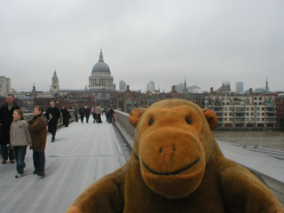 Mr Monkey crossing the Millennium bridge