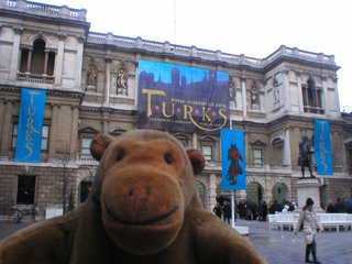 Mr Monkey outside the Royal Academy