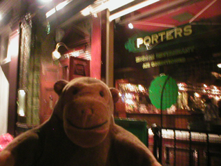 Mr Monkey outside Porters