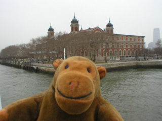 Mr Monkey looking at the main building from the ferry