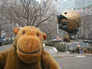 Mr Monkey in front of The Sphere