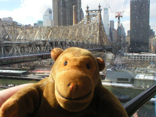 Mr Monkey looking along Queenborough Bridge