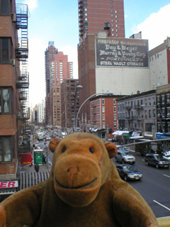 Mr Monkey looking down Second Avenue from the tramway terminal