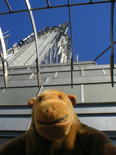 Mr Monkey looking up at the TV tower