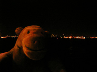 Mr Monkey on the ferry back to Manhattan