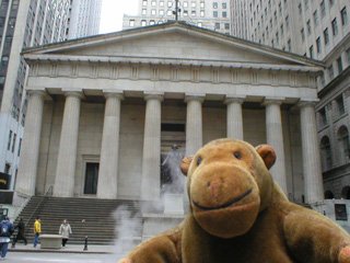 Mr Monkey in front of Federal Hall