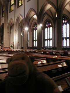 Mr Monkey inside Trinity Church