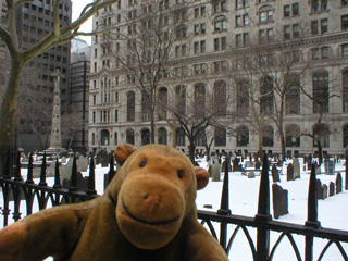 Mr Monkey looking at Trinity churchyard