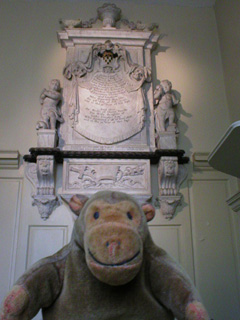 Mr Monkey in front of Sir Robert Geffrye's monument