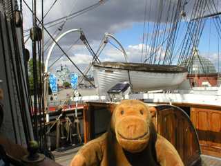 Mr Monkey climbing up to the poop deck