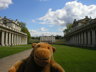 Mr Monkey looking toward Queen Anne's House