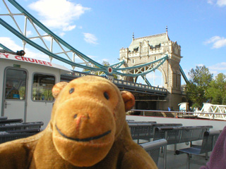 Mr Monkey approaching Tower Bridge