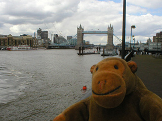 Mr Monkey looking upriver at Tower Bridge