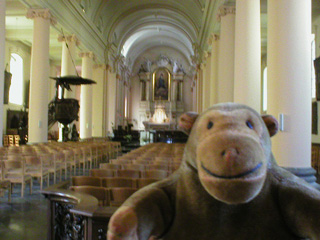 Mr Monkey inside St Jerome's church