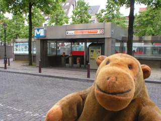 Mr Monkey approaching a subway station