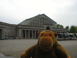 Mr Monkey looking across the courtyard to the army museum