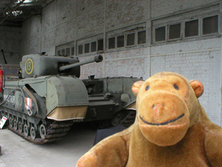 Mr Monkey with a British Churchill Mk IV tank