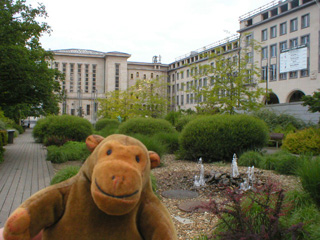 Mr Monkey looking downhill on the Mont des Arts