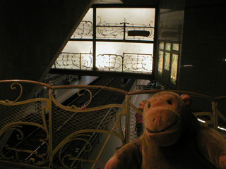 Mr Monkey looking down on the track at the Horta station